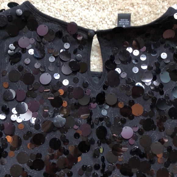 New I.N.C Black tank top sleeveless shirt size medium sequin blouse - Picture 5 of 8